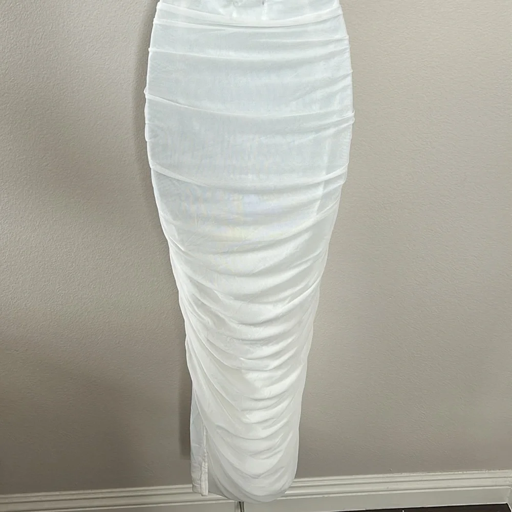 Princess Polly Alice White Ruched Cutout Ruched Midi Dress - Picture 10 of 13
